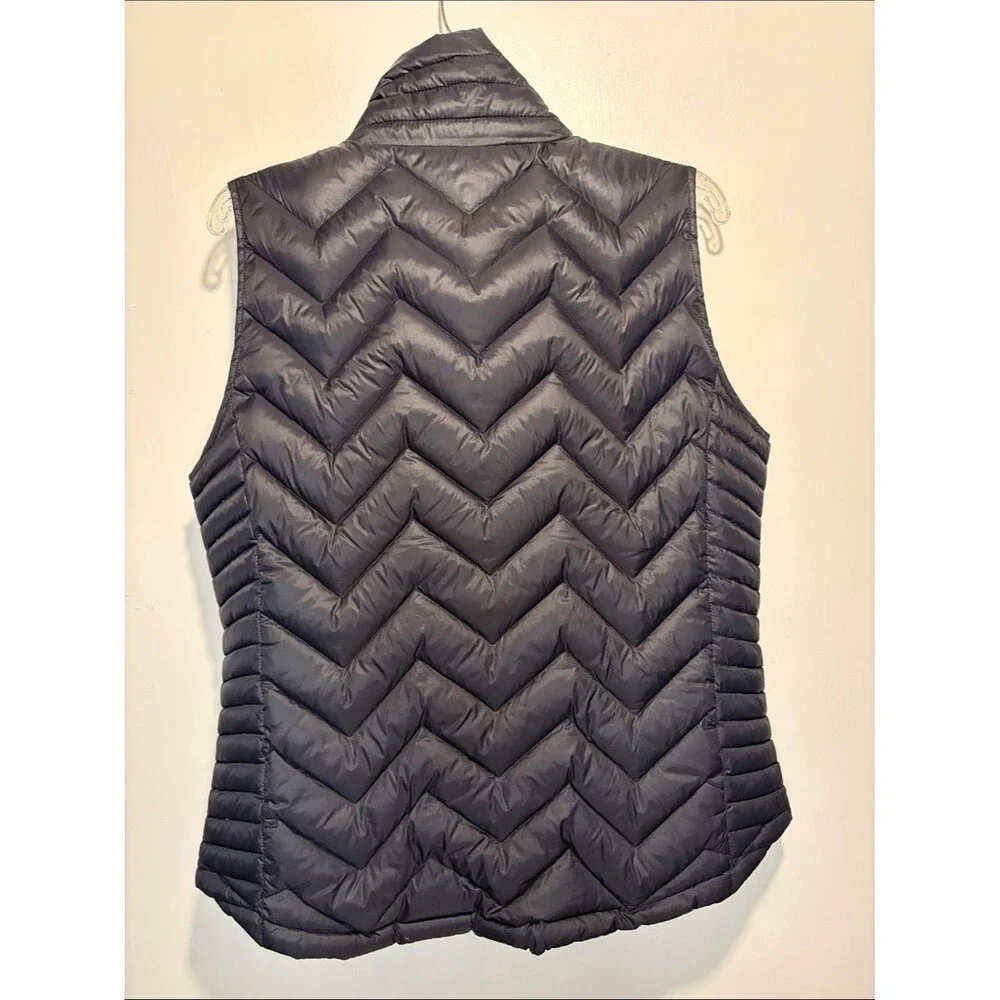 Calvin Klein Black Down Feather Quilted Puffer Vest Full Zip Gold Hardware XL